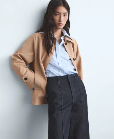 Mango Women's Stitching Detail High-waisted Culotte Jeans In Black