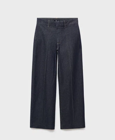 Mango Women's Stitching Detail High-waisted Culotte Jeans In Black