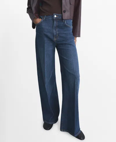 Mango Women's High-waisted Wide-leg Jeans In Blue