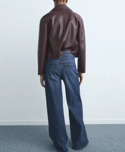 Mango Women's High-waisted Wide-leg Jeans In Blue