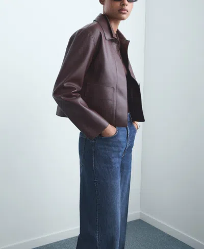 Mango Women's High-waisted Wide-leg Jeans In Blue