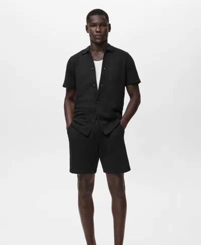 Mango Men's Structured Knitted Shorts In Black