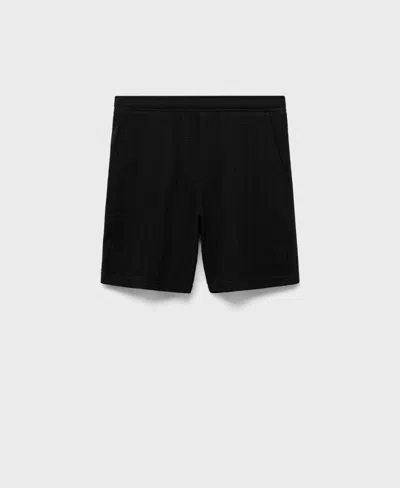 Mango Men's Structured Knitted Shorts In Black