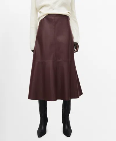 Mango Women's Leather-effect Midi Skirt In Burgundy