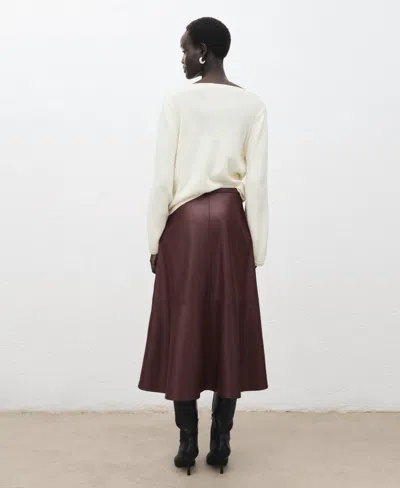Mango Women's Leather-effect Midi Skirt In Burgundy
