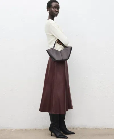 Mango Women's Leather-effect Midi Skirt In Burgundy