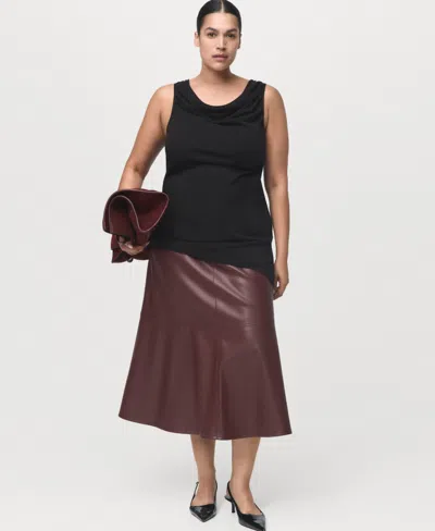 Mango Women's Leather-effect Midi Skirt In Burgundy