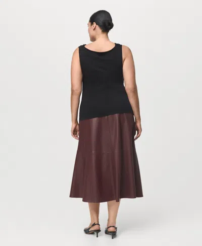 Mango Women's Leather-effect Midi Skirt In Burgundy