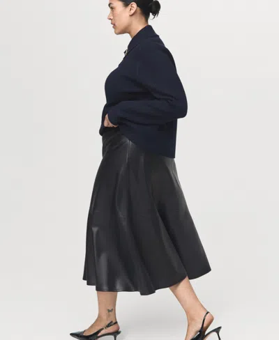 Mango Women's Leather-effect Midi Skirt In Black