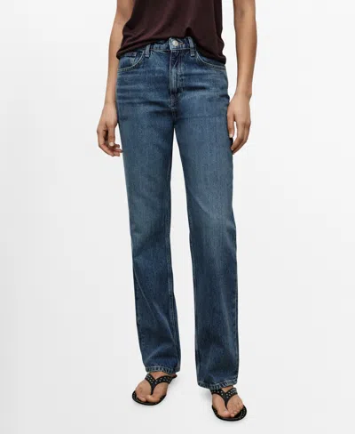 Mango Women's Matilda High-rise Straight Jeans In Blue