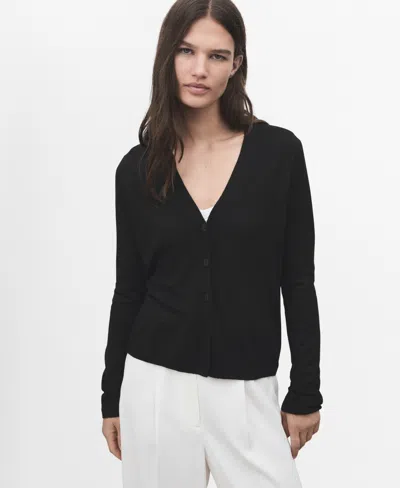 Mango V-neck Cardigan In Black