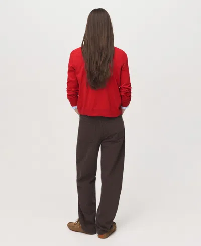 Mango V-neck Knitted Cardigan Dark Orange In Red