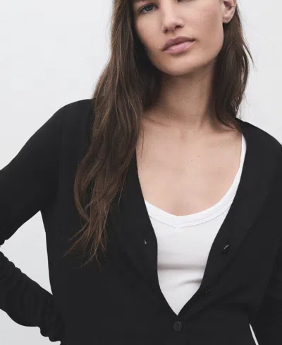Mango V-neck Cardigan In Black