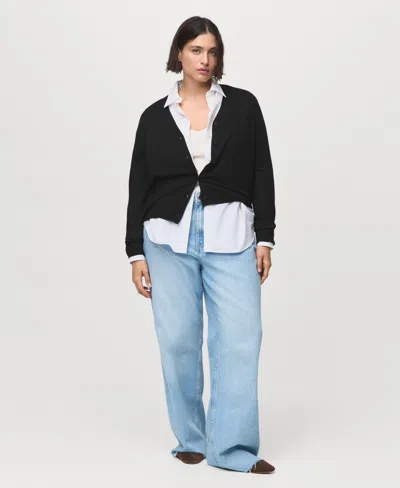 Mango V-neck Cardigan In Black