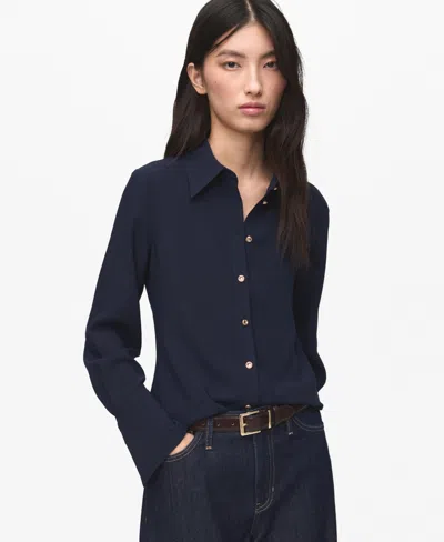 Mango Button-up Shirt In Blue