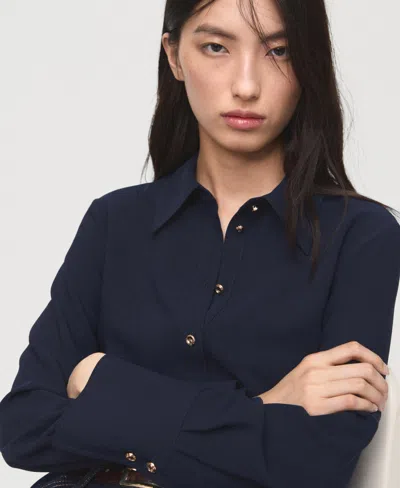 Mango Button-up Shirt In Blue