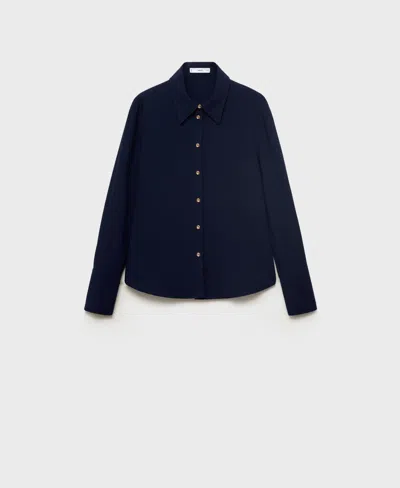 Mango Button-up Shirt In Blue