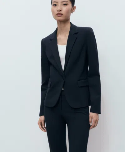 Mango Straight Leg Pants In Blue