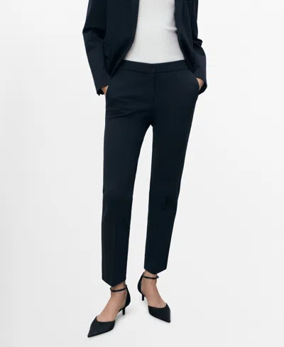 Mango Straight Leg Pants In Blue