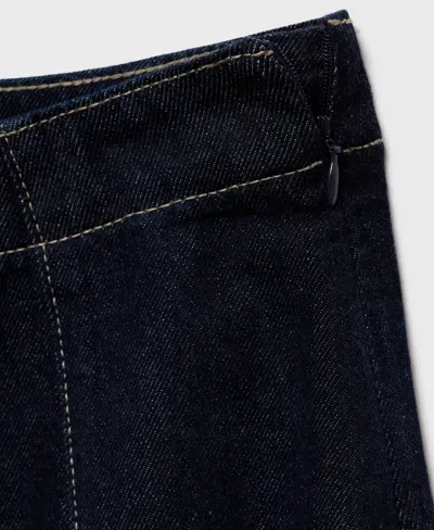 Mango Denim Midi-skirt With Stitching Open Blue In Blue