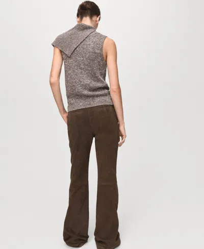 Mango Waistcoat With Mottled Wrap Collar Light/pastel Grey In Brown