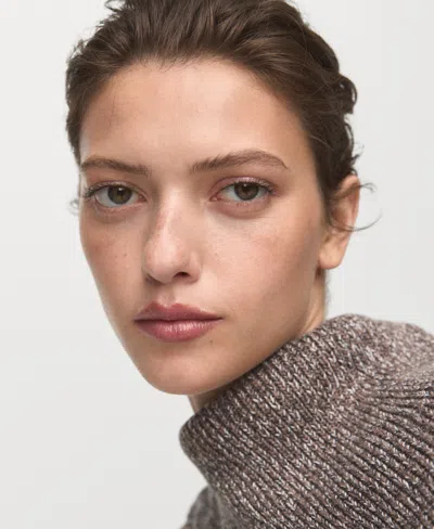 Mango Waistcoat With Mottled Wrap Collar Light/pastel Grey In Brown