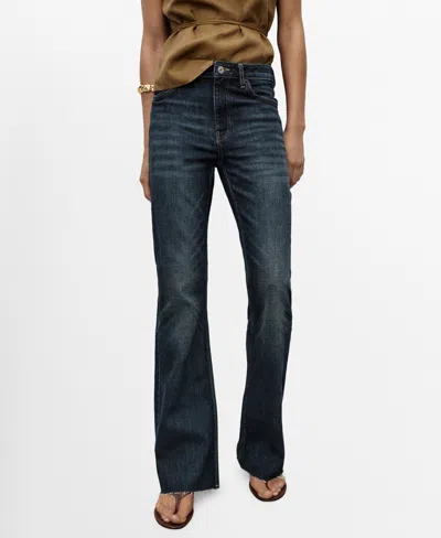 Mango Fiona Flared Mid-rise Jeans Dark Blue In Blue