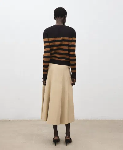 Mango Split Cuff Button Front Cardigan In Black