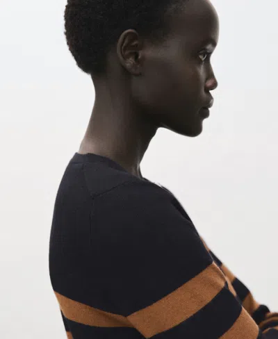 Mango Split Cuff Button Front Cardigan In Black