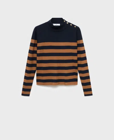 Mango Split Cuff Button Front Cardigan In Black