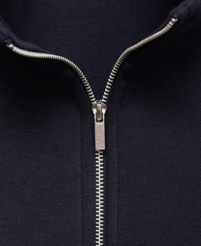 Mango Turtleneck Sweatshirt With Zip Navy In Black