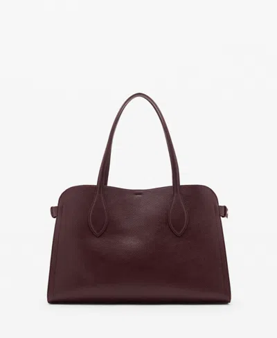 Mango Women's Pebbled Leather Effect Medium Bag In Burgundy