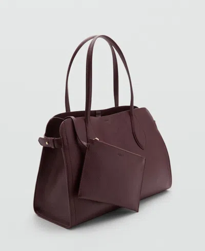 Mango Women's Pebbled Leather Effect Medium Bag In Burgundy