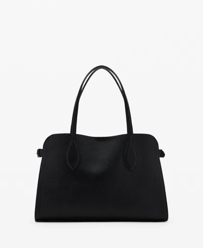 Mango Women's Pebbled Leather Effect Medium Bag In Black