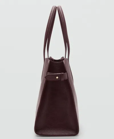 Mango Women's Pebbled Leather Effect Medium Bag In Burgundy