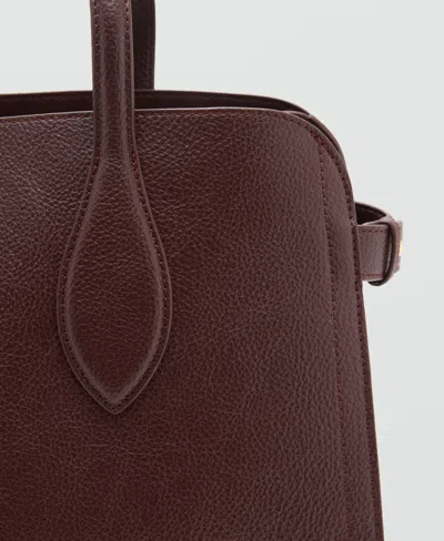 Mango Women's Pebbled Leather Effect Medium Bag In Burgundy