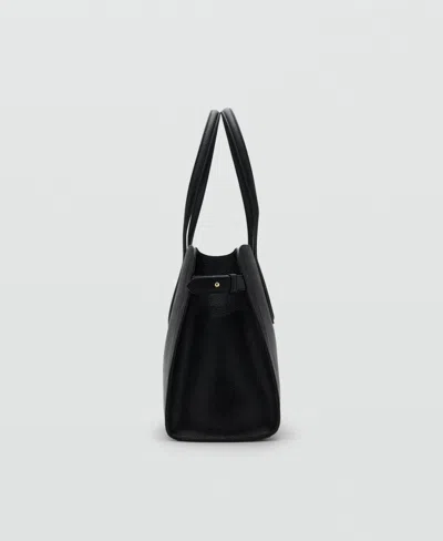 Mango Women's Pebbled Leather Effect Medium Bag In Black