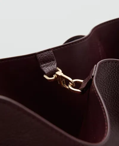 Mango Women's Pebbled Leather Effect Medium Bag In Burgundy