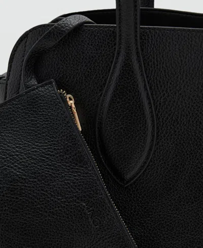 Mango Women's Pebbled Leather Effect Medium Bag In Black