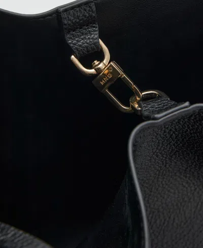 Mango Women's Pebbled Leather Effect Medium Bag In Black