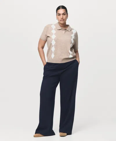 Mango Cotton Blend Pull-on Wide Leg Pants In Black