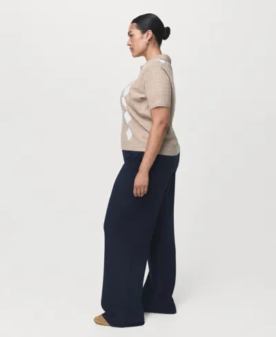 Mango Cotton Blend Pull-on Wide Leg Pants In Black