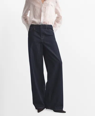 Mango Women's Wide Leg Mid-rise Jeans In Blue
