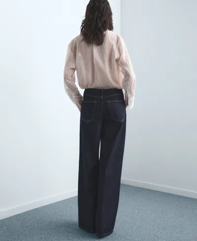 Mango Women's Wide Leg Mid-rise Jeans In Blue