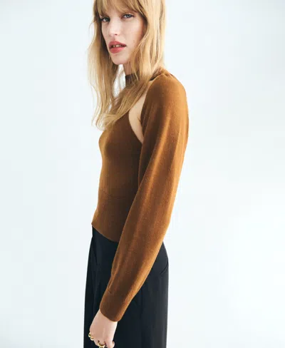 Mango Women's Cardigan-style Detailing Sweater In Brown