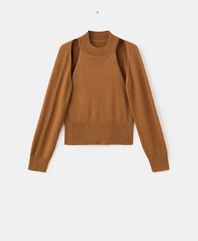 Mango Women's Cardigan-style Detailing Sweater In Brown