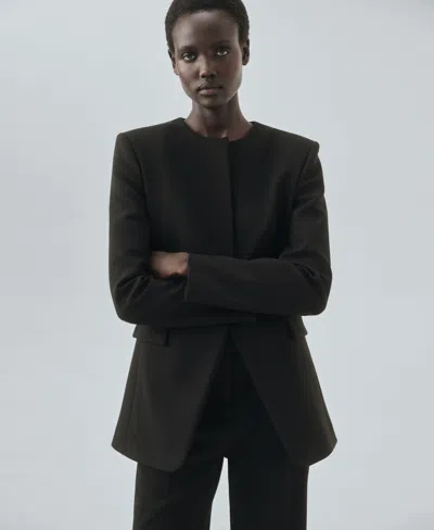 Mango Selection Fitted Suit Jacket In Black