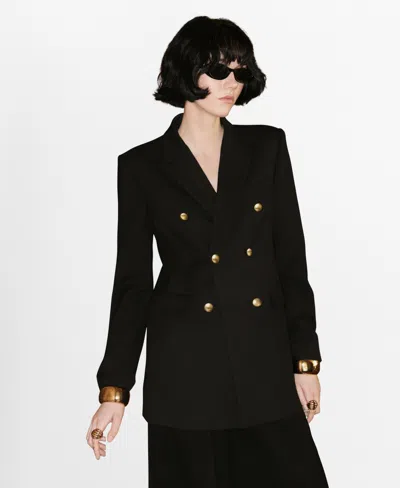 Mango Women's Double-breasted Blazer In Black