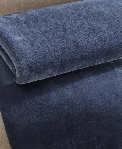 Calvin Klein Modern Solid Reversible Blanket, Queen In Blue