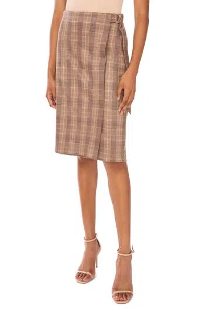 Ted Baker Plaid Faux Wrap A-line Skirt In Multi